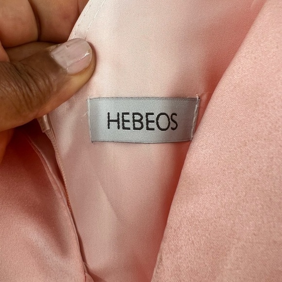 HEBEOS pink A-Line/Princess Sleeveless V-neck Short/Mini Satin Dresses - Picture 5 of 12